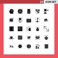 Aktienvektor-Icon-Pack mit 25 Zeilenzeichen und Symbolen für Gerechtigkeitsauktion medizinisches Telefon Telefon editierbare Vektordesign-Elemente vektor