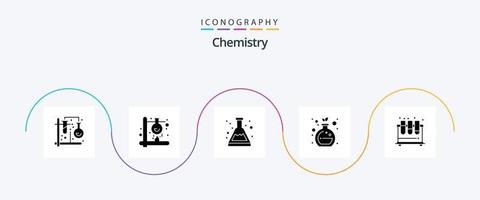 Chemie Glyphe 5 Icon Pack inklusive Chemie. Grün. Labor. Chemie. Chemie vektor