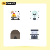 Aktienvektor-Icon-Pack mit 4 Zeilenzeichen und Symbolen für das Liefergebäude Reale Bildung Islamisches Gebäude editierbare Vektordesign-Elemente vektor