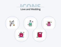 Hochzeit Linie gefüllt Icon Pack 5 Icon Design. Geschlecht. malen. Valentinstag. Nagel. Romantik vektor