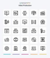 kreative Videoproduktion 25 Gliederungssymbolpaket wie professionelle Kamera. Handykamera. . Camcorder. Videoplayer vektor