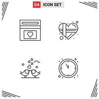 Stock Vector Icon Pack mit 4 Zeilen Zeichen und Symbolen für Fonds Braut Hochzeitsgeschenk Liebe editierbare Vektordesign-Elemente