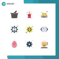 Stock Vector Icon Pack mit 9 Zeilenzeichen und Symbolen für CSS-Cascading Iftar Business Solution Brainstorming editierbare Vektordesign-Elemente