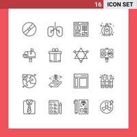 16 kreativ ikoner modern tecken och symboler av gåva post låda video posta parfym redigerbar vektor design element