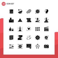 25 solides Glyphenpaket der Benutzeroberfläche mit modernen Zeichen und Symbolen der Autismuszeit Sommeruhrpapier editierbare Vektordesignelemente vektor
