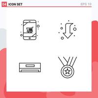 Aktienvektor-Icon-Pack mit 4 Zeilenzeichen und Symbolen für die Warenkorbkühlung, die volle Technologie editierbare Vektordesign-Elemente einkauft vektor