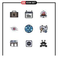 Stock Vector Icon Pack mit 9 Zeilenzeichen und Symbolen für Vision Eye Web Business Wedding editierbare Vektordesign-Elemente