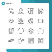 16 universelle Umrisse für Web- und mobile Anwendungen Kreisdiagramm Spa Gaszeichen Reisen editierbare Vektordesign-Elemente vektor