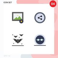 Piktogramm-Set aus 4 einfachen flachen Symbolen der Lieblingsbrillen teilen Fledermäuse Geek editierbare Vektordesign-Elemente vektor