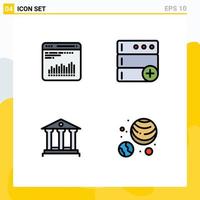 modern uppsättning av 4 fylld linje platt färger och symboler sådan som Diagram besparingar diagnostisk ny planeter astronomi redigerbar vektor design element