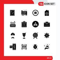 16 thematische Vektor-Solid-Glyphen und editierbare Symbole des Schildplans verkaufte editierbare Vektordesign-Elemente des Hauses vektor