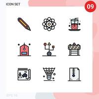 moderner Satz von 9 gefüllten flachen Farben und Symbolen wie Gadget-Computern Lebensmittel und Zähler editierbare Vektordesign-Elemente vektor