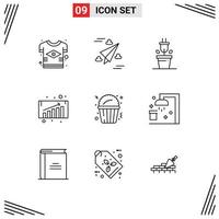 9 kreative Symbole, moderne Zeichen und Symbole für Lebensmittel, Popcorn, Fliegenverkauf, Geschäftswachstum, editierbare Vektordesign-Elemente vektor