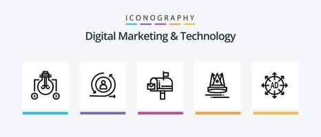 Symbolpaket für digitales Marketing und Technologielinie 5 einschließlich Werbung. Hotel. bezahlt. Planke. offen. kreatives Symboldesign vektor