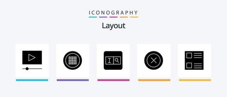 Layout-Glyphe 5 Icon Pack inklusive . Layout. suchen. Kontrollkästchen. ux. kreatives Symboldesign vektor