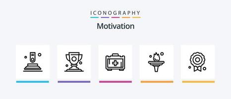 Motivationslinie 5 Icon Pack inklusive gewonnen. olympisch. Tasse. Medaille. Anlage. kreatives Symboldesign vektor