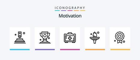 motivering linje 5 ikon packa Inklusive vann. olympiska. kopp. medalj. växt. kreativ ikoner design vektor