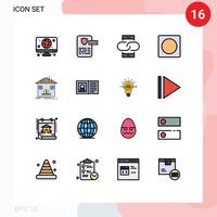Universelle Symbolsymbole Gruppe von 16 modernen, flachen, farbgefüllten Linien mit sicherem Overlay-Gesprächslayout, kreativ editierbaren, kreativen Vektordesign-Elementen vektor