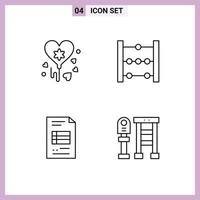 Stock Vector Icon Pack mit 4 Zeilenzeichen und Symbolen für Ballon Business Abacus Business Bus editierbare Vektordesign-Elemente