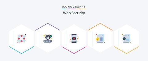 Web Security 25 Flat Icon Pack inklusive Text. dokumentieren. Daten. Dokumentenverlust. Datei vektor