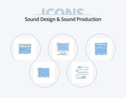 ljud design och ljud produktion blå ikon packa 5 ikon design. daw. ableton. ljud. ljud. modul vektor