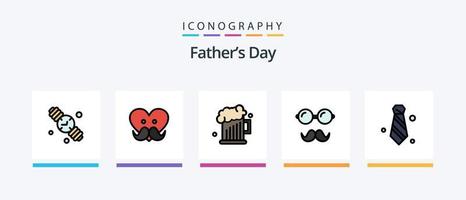 Vatertagslinie gefüllt 5 Icon Pack inklusive Kaffee. Vatertag. Etikett. Vater. Vatertag. kreatives Symboldesign vektor