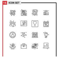 Stock Vector Icon Pack mit 16 Zeilen Zeichen und Symbolen für Cloud Travel Diplom Transport Chair Lift editierbare Vektordesign-Elemente