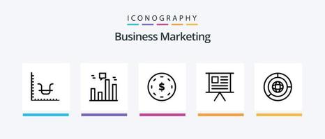 Business Marketing Line 5 Icon Pack inklusive Corporate. Tasche. Statistiken. Geld. kreatives Symboldesign vektor