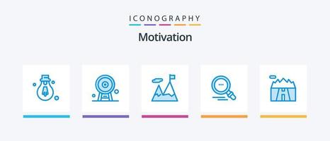 motivering blå 5 ikon packa Inklusive berg. motivering. hitta. motivering. kreativ ikoner design vektor