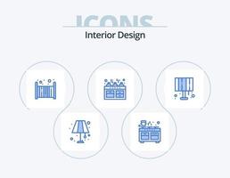 Innenarchitektur blau Icon Pack 5 Icon Design. Lampe. Küche. Kochen. Wasserkocher. schlafen vektor
