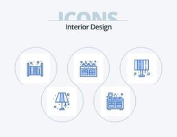 interiör design blå ikon packa 5 ikon design. lampa. kök. matlagning. vattenkokare. sömn vektor