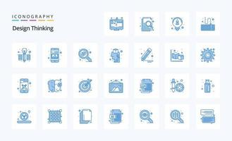 25 Design-Thinking-Blau-Icon-Pack vektor