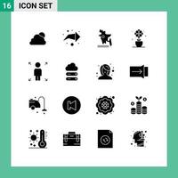 Stock Vector Icon Pack mit 16 Zeilenzeichen und Symbolen für große Chancen Bangladesch Land Wachstum Tulpe editierbare Vektordesign-Elemente