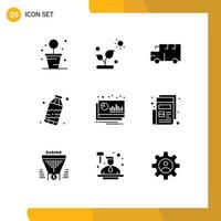 Stock Vector Icon Pack mit 9 Zeilenzeichen und Symbolen für Finanzplan Schulbuchhaltung Abfall editierbare Vektordesign-Elemente