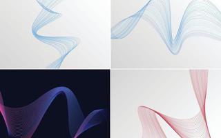 uppsättning av 4 abstrakt Vinka bakgrunder för en samtida se vektor
