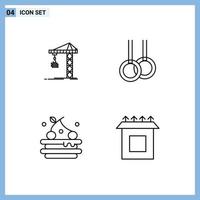 Aktienvektor-Icon-Pack mit 4 Zeilenzeichen und Symbolen für den Bau von Kranfutter-Gymnastikboxen editierbare Vektordesign-Elemente vektor