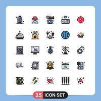 Stock Vector Icon Pack mit 25 Linienzeichen und Symbolen für Telefonkarte Liebesbrief Website Welt editierbare Vektordesign-Elemente