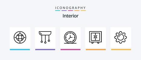 Interior Line 5 Icon Pack inklusive Licht. Innere. Innere. Design. Sitz. kreatives Symboldesign vektor