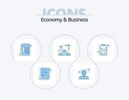 ekonomi och företag blå ikon packa 5 ikon design. planen. dokumentera. pengar. finansiera vektor