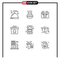 9 kreative Symbole, moderne Zeichen und Symbole für bearbeitbare Vektordesign-Elemente für das Eierfest-Boxhaus kaufen vektor