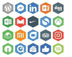 20 Social-Media-Icon-Packs, einschließlich Reise-Google-Duo-E-Mail-Xiaomi-Xbox vektor