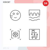 modern uppsättning av 4 fylld linje platt färger pictograph av generad kamera studie historisk lins redigerbar vektor design element