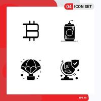 Gruppe solider Glyphenzeichen und -symbole für Bitcoin-Ballonflaschen-USA-Welt editierbare Vektordesign-Elemente vektor