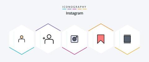 Instagram 25 Filledline Icon Pack inklusive Galerie. speichern. Kamera. Schnittstelle. Flagge vektor