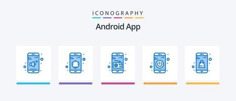 Android App Blue 5 Icon Pack inklusive Online-App. schmucklos. Medien. Tasche. abschalten. kreatives Symboldesign vektor