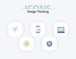 Design Thinking Flat Icon Pack 5 Icon-Design. erstellen. Telefon. Denken. Nachricht. schicken vektor