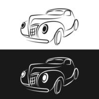 Linienvektorsymbol Amerikanischer Auto-Oldtimer. klassischer Stil der 1930er Jahre. nostalgie antikes auto. Sommerreise Urlaub. Vintage-Cartoon-Sportwagen. Autobahn. Garage. Sammelwagen. Illustration für Design vektor