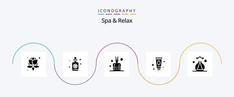 Spa und Relax Glyphe 5 Icon Pack inklusive Spa. Pflege . Schönheit . Spa vektor