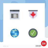 Gruppe von 4 modernen flachen Symbolen für Internet-Globus-Website-Blatt-Web-editierbare Vektordesign-Elemente vektor