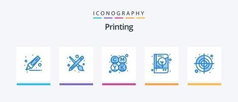 utskrift blå 5 ikon packa Inklusive form. cirkulär. Färg. skriva ut. omslag. kreativ ikoner design vektor